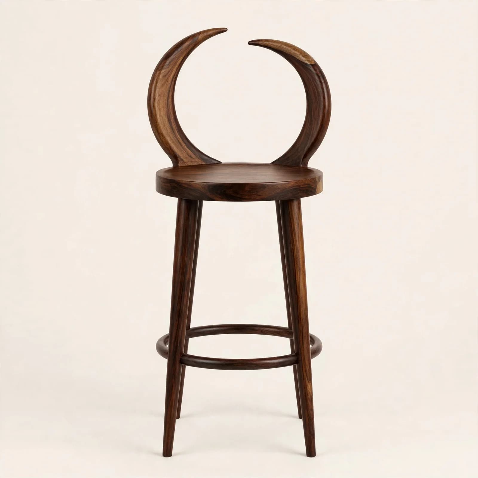 Crescent Back Modern Sheesham Wood Bar Stool