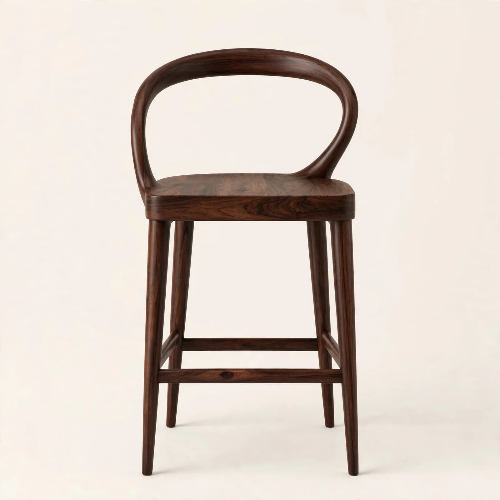 Loop Back Modern Sheesham Wood Counter Stool
